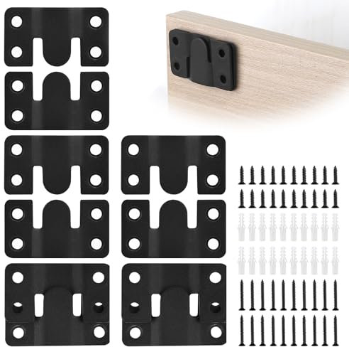 DBREAKS 10 Pièces Supports de Montage Encastrés, Interverrouillage Pendaison Boucle Dissimulé, Supports Suspension Emboîtemen, Quincaillerie Fixation Murale en Acier Inoxydable, pour Miroir Cadre