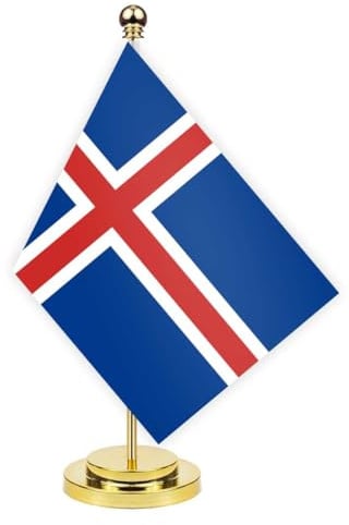 Island Schreibtisch Flagge, 30cm großes kleines IsländerIsländer Banner im Freien, winziges Drucken Dekor für Büro Home Tisch desk Iceland