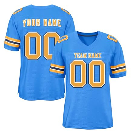 Generisch Herren Individuelle American Football Trikot Atmungsaktiv Fußball Trikot Personalisiert Football Jersey Kurzarm Rugby T-Shirts Stitched/Printed Team Namen Number Sports Uniform Damen Kinder