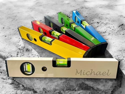 Wasserwaage klein personalisiert mit Wunsch Namen | Richtwaage mit Gravur | Maurerwaage | Männer Geschenke, Geschenke für Papa, Geburtstagsgeschenk 30cm (blau)