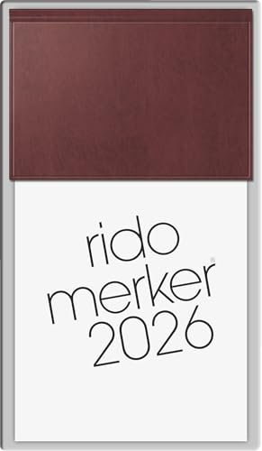 rido/idé Vormerkbuch Mod. Merker 2026 | 108×201 mm, Kunststoff, dunkelrot