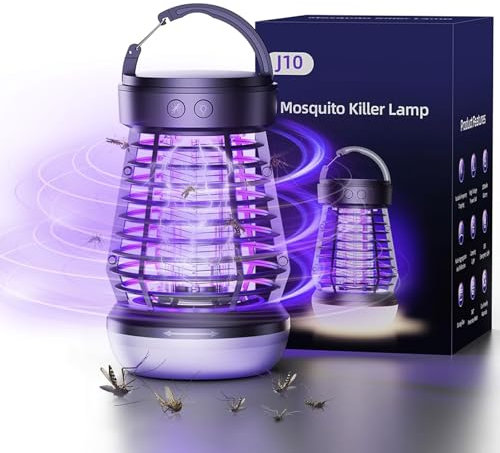 Betensh Lampe Anti Moustique, 2 en 1 Électrique Moustique, IPX4 Tueur d'Insectes Pas Brui, Anti Insectes Répulsif Efficace, Intérieur et Extérieur