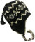 Nepal Handgestrickte Sherpa Mütze mit Ohrenklappen, Trapper Ski schwere Wolle Fleece gefütterte Cap (Diamond Black/White)