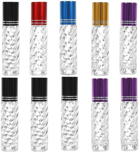 Milisten 10pcs Roller Flaschen ätherische Öle Flaschen Mini 5ml Roll On Flasche Glas Parfüm-Roller Flüssigkeitsspender mit Ball für Kosmetik Öl Aromatherapie Zuhause Reise