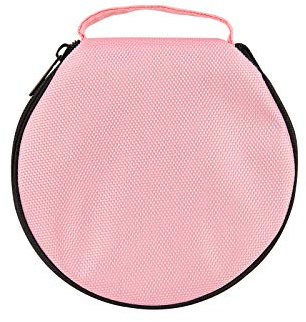 ELEZAY Small CD Case Storage Wallet DVD Disc Dividers Folder Holder Round Oxford Bag 20 Capacity Pink