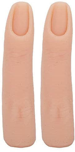 2 Stück Silikon-Übungsfinger Hand, Nagel-Trainingsfinger Biegbarer Flexibler Silikon-Übungsfinger Modell Silikon-Nagel-Trainingsfinger für Acrylnägel Maniküre-Kunst-Finger-Modus(Hautfarbe)
