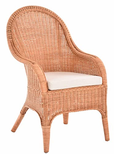 korb.outlet Bequemer Rattansessel mit hoher Rückenlehne Rattan Rattanstuhl Lounge mit Breiten Armlehnen (mit Polster, Terracotta)
