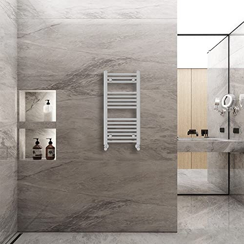 Warmehaus Radiador de toallero con calefacción recta, cromado, 800 x 400 mm, radiador de calefacción central para baño y cocina