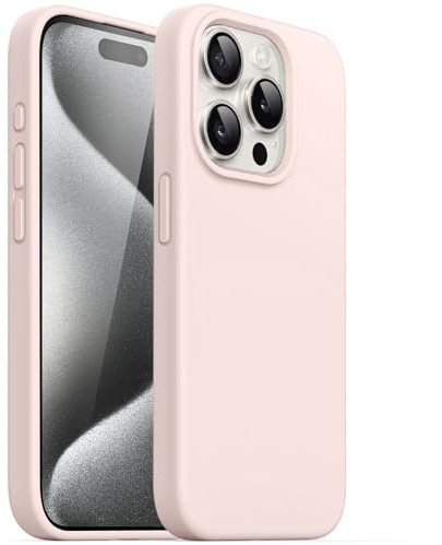JETech Silicone Case for iPhone 15 Pro Max 6.7-Inch, Silky-Soft Touch Full-Body Protective Phone Case, Shockproof Cover (Light Pink)