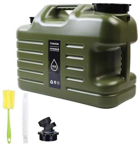 TIHOOK Water Container with Tap, 18.5L Plastic Camping Water Containers, PE Water Tank, BPA-Free Water Carrier with Pipe, for Camping, Hiking, Picnics, Barbecues