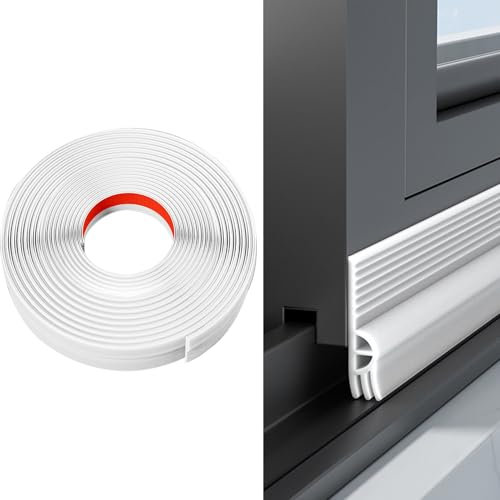 Veki Burlete Ventana Corredera Autoadhesiva, Tira de Sellado para Ventana Antipolvo, Cinta de Sellado de Ventanas Impermeable, Junta de Ventanas TPE para Anti Frío, Aislante, Ruido (Blanco, 4m)