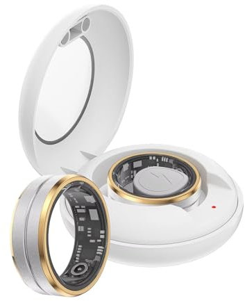 Smart Ring Herzfrequenz Fitness Tracker Ring Android IOS Smartringe Herren Damen Schlaftracker Schlaf Tracker Smartring Fitnessring Schrittzähler Fitnesstracker Gesundheitsring Pulsmesser Gold Silber