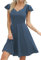 Missufe Damen Cocktailkleid Elegant Vintage Minikleid Kurz A-Linie Herzausschnitt Kleider (Dunstblau, X-klein)