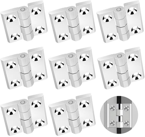 8 Stück Scharniere Schwerlast, Edelstahl Verbinder Scharniere, 5mm Dick Silbrig Schwerlastscharnier, Geräusche Reduzieren M4 Scharniere Klappbar, Tor Scharniere für Türen Fenster Schränke