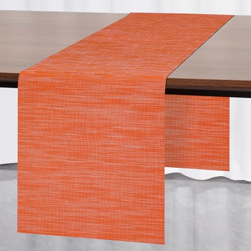 Myir JUN Tischläufer Herbst Tischläufer Modern PVC abwaschbar Outdoor | Hitzebeständig für Häuser Esszimmer Restaurants Hotels Party Tischdeko Dekoration 40 x 240 cm (Orange)