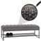 Sitzbank HWC-N68 mit Schuhablage, Bank Polsterbank Garderobenbank Schuhregal, Stoff Chenille Metall 130cm - dunkelgrau