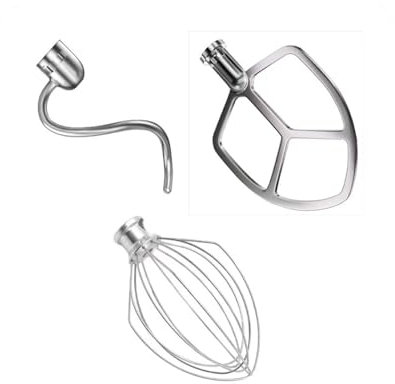 Accessori for miscelatore verticale Miscelatore in acciaio inossidabile accessori compatibile con Kitchenaid 6QT e gancio frontale Paletta for miscelazione KA Frullino for le uova Rete for miscelazion