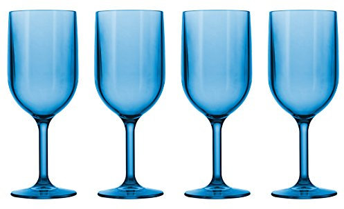 Drinique Copas de vino irrompibles con tallo (paquete de 4) de 12 onzas, inastillables, reutilizables, para vino tinto o blanco, azul