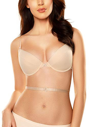 VIVISENCE Femme Soutien-Gorge Push-Up Dos Nu 1040, Beige,100D
