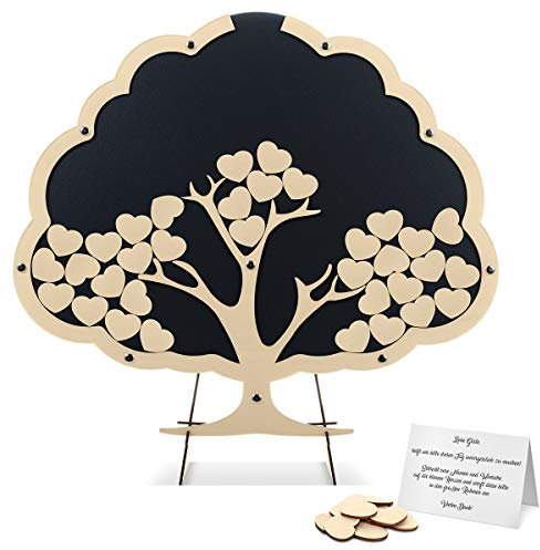 Hochzeit Gästebuch Alternative - Herzbaum Anthrazit inkl. Holzherzchen