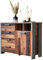 Newfurn Kommode Betonoptik Dunkelgrau Old Wood Sideboard Vintage Industrial - 106,7x86,3x41,6 cm (BxHxT) - Highboard Anrichte - Wohnzimmer Schlafzimmer Flur Esszimmer