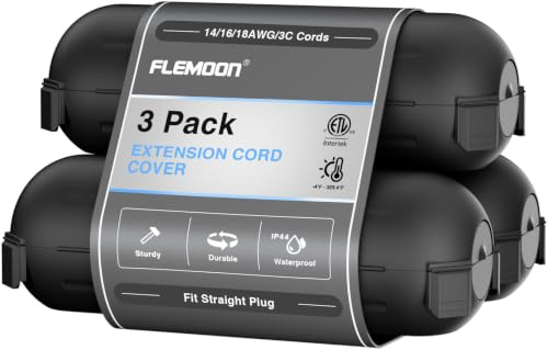 [3 Pack] Flemoon Outdoor Extension Cord Safety Cover with Waterproof Seal