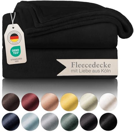 Blumtal Kuscheldecke flauschig - Oeko-TEX zertifizierte Fleecedecke 220x240 cm - Wohndecke 220x240 cm - Schwarze Decke - Wohn- & Kuscheldecke - Wohndecke Kuscheldecke 220x240 cm - Fleecedecke Schwarz