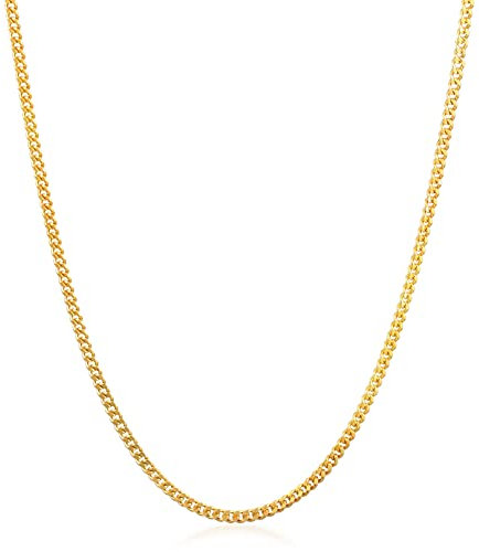 Kuzzoi Exklusive Herren Halskette mit Panzer Glieder (2 mm) poliert für Anhänger, Goldene Kette für Mann oder Freund, Robuste Herrenkette Panzerkette aus 925 Sterling Silber vergoldet