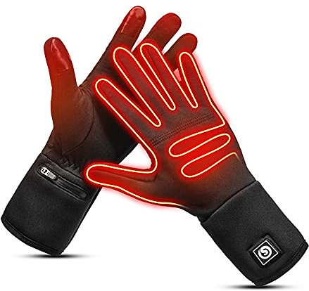 Riloer Guantes Calefactables, Forros con Batería Recargable de 2200 MAH, Guantes de Conducción, Guantes de Motociclismo para Deportes al Aire Libre de Invierno para Mujeres y Hombres