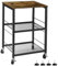 Mesa auxiliar, mesa auxiliar industrial de 3 niveles con estante de almacenamiento y ruedas, mesita de noche industrial con marco de metal, mesita de noche de madera para espacios pequeños,
