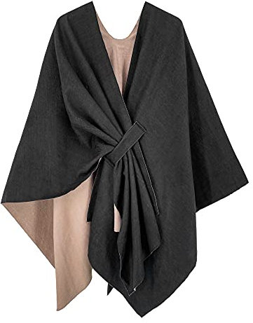 HIKARO Damen Poncho Strick Cape Mode Wendbar Schal Umhang Elegant Cardigan Kreativer Mantel Herbst Festliche Geschenke für Mädchen