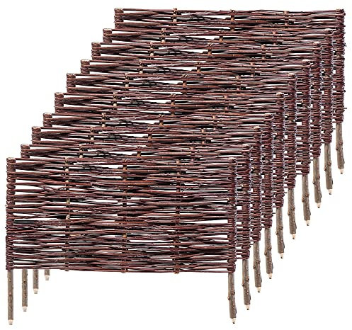 KADAX Palissades en Osier Naturel pour Jardin, Clôtures Décoratives pour Délimiter, Orner et Sublimer Votre Espace Exterieur (60 x 40 cm, Lot de 10)