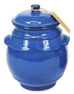 Verano Spanish Ceramics Selena Hand Dipped Glaze Storage Jar with Lid - Decorative Home Décor Kitchen Restaurant Café Dining Tea Bag Cannister Ceramic Pot Utensil Holder - Blue 23cm