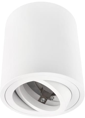 Ledvion Aufbaustrahler Rund, GU10 Fassung, Weiß, GU10, ø80mm, Aufbauleuchte, Aufbaustrahler Deckenleuchte, Schwenkbar Strahler Deckenlampe Unterbauleuchte, Aufputz Alu-gebüstet