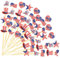 Nuenen 240 Stück 4. Juli Zahnstocher Patriotische Cocktailspieße USA Flagge Cupcake Topper 12 cm Partypicker aus Bambus Obst Picker für Unabhängigkeitstag Amerika USA Party Zubehör Deko, 6 Stile