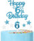 mciskin Happy 6th Birthday Candles Cake Toppers Set, Blue Number 6 Candle for Cake, Girls Boys 6th Birthday Decorations,3D Birthday Number Candles with Silver Star Toppers for Boy Girl