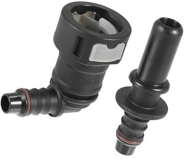 Motoforti Universal Car Fuel Hose Quick Release Connector, 11.8mm SAE to 10mm, Nylon, Black, 2 Pc