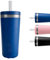Chilly's Original Coffee Cup with Straw Lid - Thermal Travel Mug - Reusable Closed Cups with Drinking Straw - Double Walled Vacuum Insulated Mug - Matte Blue, 500ml