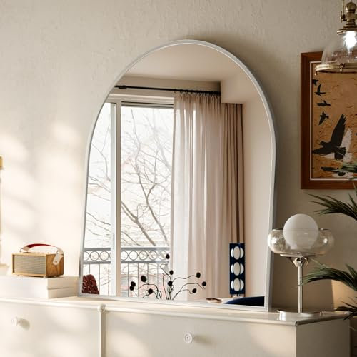 Koonmi Wandspiegel 81×86cm mit Aluminiumrahmen,dekorativer HD Wandspiegel Schminkspiegel für Badzimmer, Ankleidezimmer, Wohnzimmer, unbrechbarer Spiegel Silber