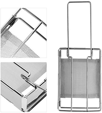 Tostadora Plegable Plateau, Parrilla Tostadora Plegable Portátil de Acero Inoxidable, Estufa de Mano para Picnic, Pan Asado Al Fuego para Acampar, Pescar, Caminar, Pan Asado Al