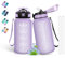 Gourde Enfant, Gourde 500ml, Gourde Graduée pour 1 Journee, Gourde Graduée, Facile à Nettoyer, Gourde Anti Fuite, Gourde Motivation pour Filles, pour l'École, Bureau, Velo, Voyage, Camping, Violet