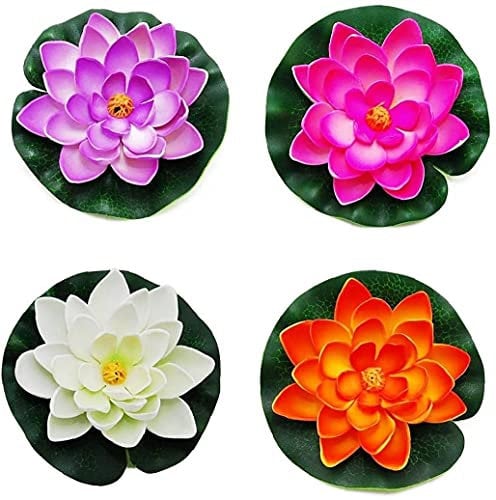Artificial Water Lily Foam Lotus Flower Pond Decor For Pond Patio Garden Pool 4Pcs Garden Accessories Creative and Popular