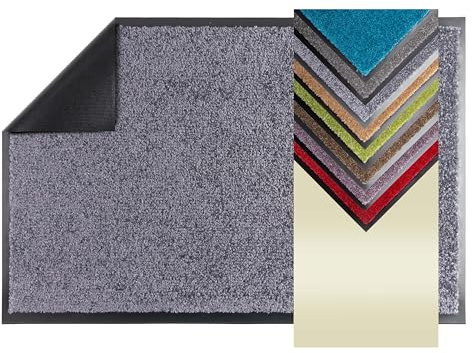 Primaflor Schmutzfangmatte Dancer | 60 x 80 cm | Silbergrau | Saugstarke Polyamid-Oberfläche mit rutschhemmendem Rücken für Eingang, Flur und geschützte Außenbereiche
