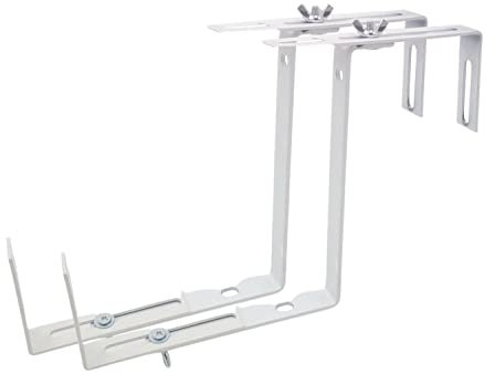 Juego de 2 colgadores para plantas, ganchos de pared, macetas, jardineras, soportes para maceta, soporte para barandilla, balcón, soporte ajustable, maceta para balcón, color: blanco