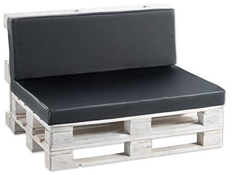 Gutekissen® Palettenkissen Palettenauflagen PF (Sitzkissen 120x50 glatt, Kunstleder Schwarz)
