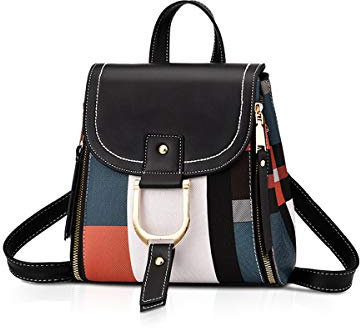 NICOLE&DORIS Sac à Dos Femmes Petit Bandoulière Cuir Noir pour Dames