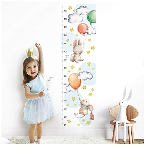 Little Deco Wandtattoo Kinderzimmer Junge Mädchen Messlatte | 150cm Löwe Maus Hase Luftballons | Tiere Wandaufkleber Kinder Wandsticker Aufkleber Dekoration DL372