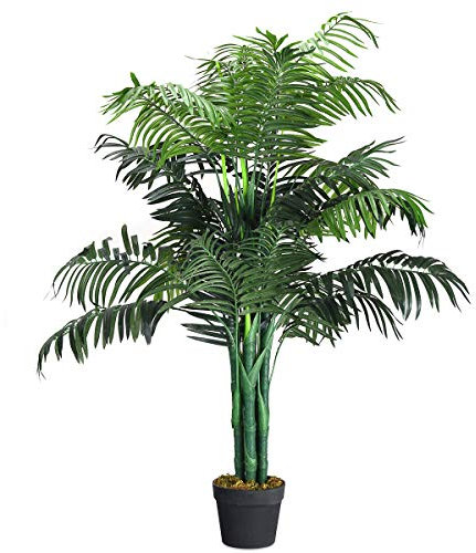 GIANTEX Kunstbaum, Zimmerpalme Kunstpalme mit Topf, Farnpalme künstlich Kunstpflanze Zimmerpflanze aus Polyester für Innendekoration, 110 cm hoch