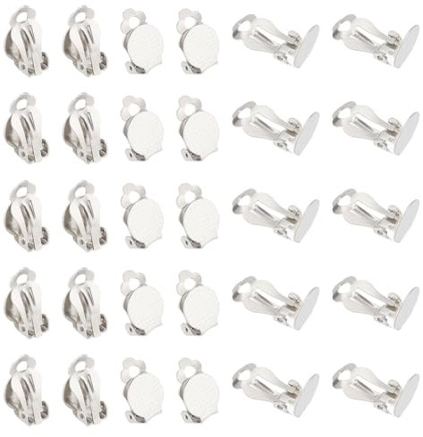 UNICRAFTALE 50pcs Clip Ohrringe Edelstahl Clip-On Ohrring Flache Runde Ohrclips Tablett Ohrklipser Damen Ohne Ohrlöcher Ohrring Zubehör Für Ohrringe Clips Schmuckherstellung