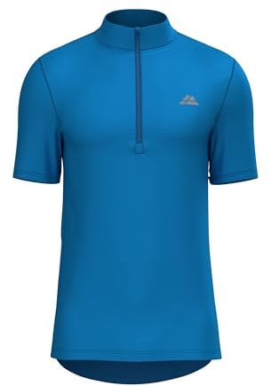 DANISH ENDURANCE Cycling Jersey Short Sleeved, Rear Pockets, Reflective Details, for Men, Blue, L